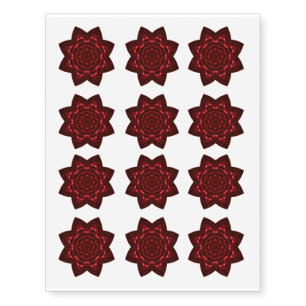 Red Fractal Kaleidoscope Temporary Tattoo