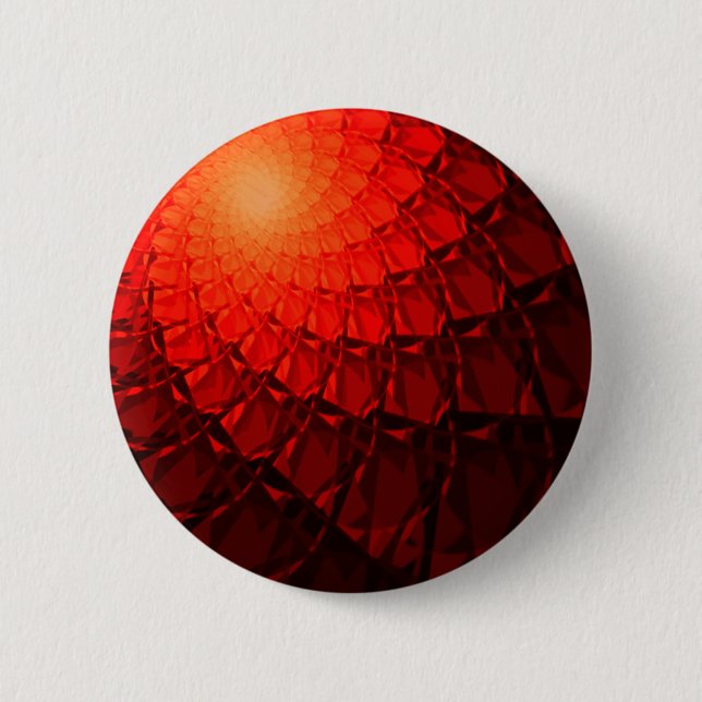 Red Fractal Pattern Pinback Button (Front)