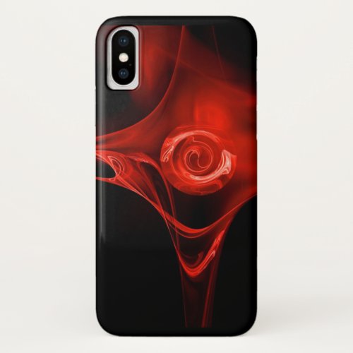 RED FRACTAL ROSE iPhone X CASE