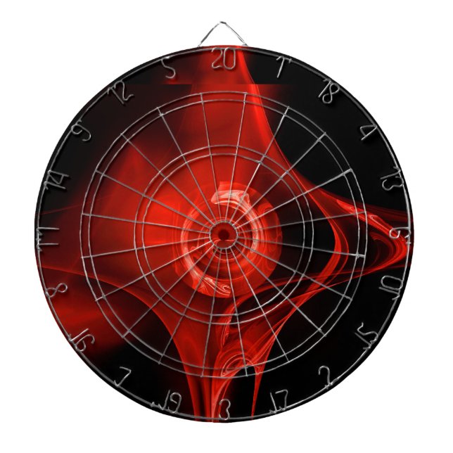 RED FRACTAL ROSE DART BOARD (Front)
