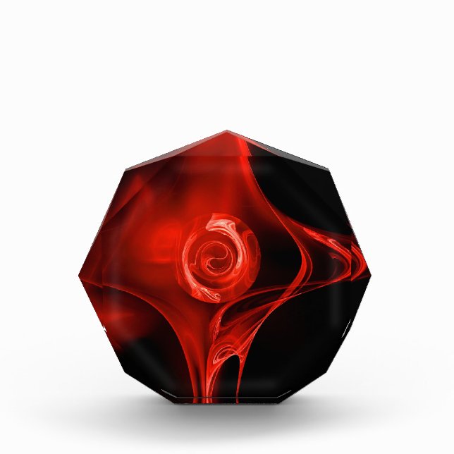 RED FRACTAL ROSE IN BLACK ACRYLIC AWARD (Front)