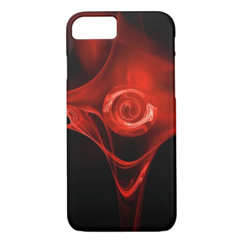 RED FRACTAL ROSE IN BLACK iPhone 87 CASE