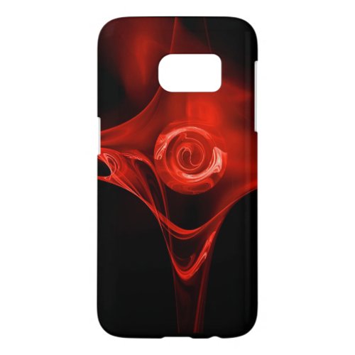 RED FRACTAL ROSE IN BLACK SAMSUNG GALAXY S7 CASE