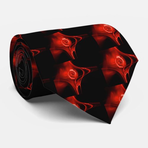 RED FRACTAL ROSE IN BLACK NECK TIE