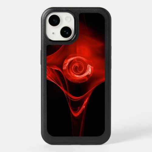 RED FRACTAL ROSE  IN BLACK   OtterBox iPhone 14 CASE
