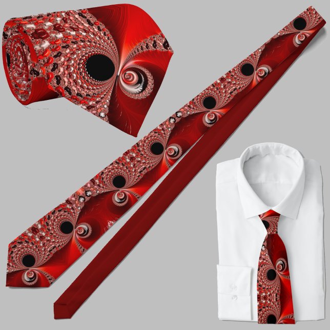 Red Fractal Spiral Pattern - Modern Mathematical  Neck Tie (Creator Uploaded)