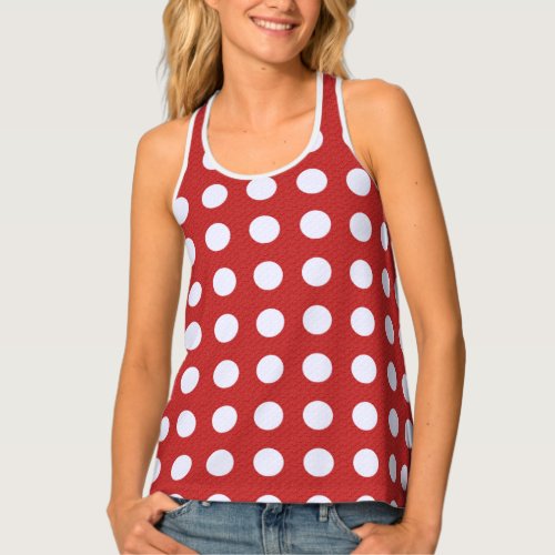 Red Fractal_style _ White Fractal_style Polka Dots Tank Top