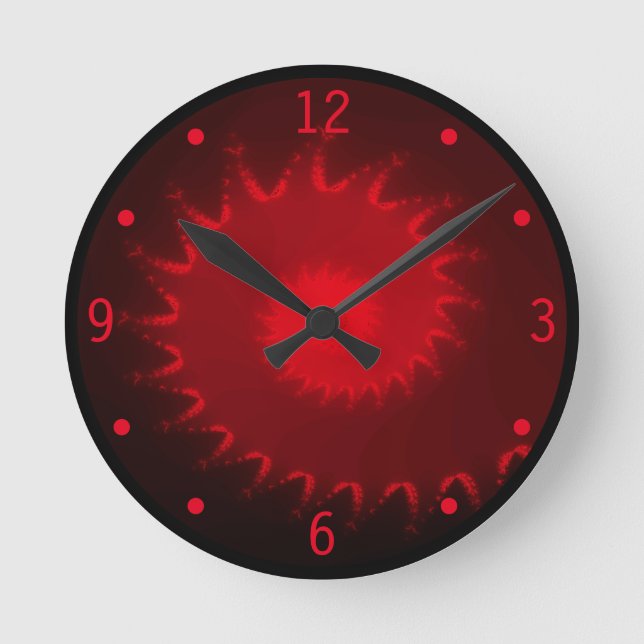 Red Fractal Wall Clock (Front)