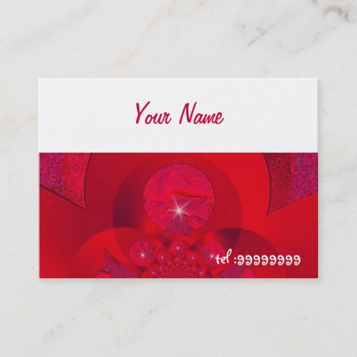 Customizable red fractal with sparkle business card templates