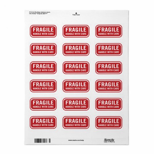 Red Fragile Handle with Care Mailing Label