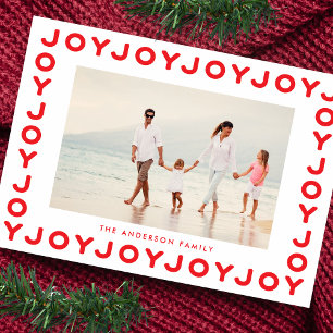 Red Frame Christmas JOY   Photo Holiday Card