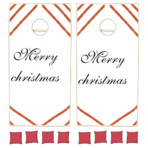 Red frame watercolor merry Christmas dd your name Cornhole Set