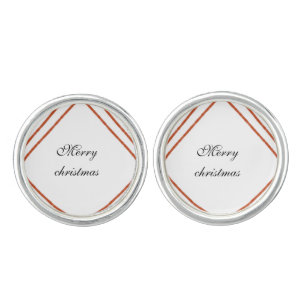 Red frame watercolor merry Christmas dd your name Cufflinks