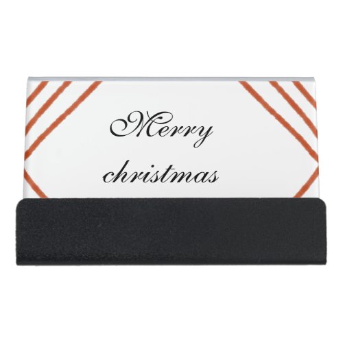 Red frame watercolor merry Christmas dd your name  Desk Business Card Holder
