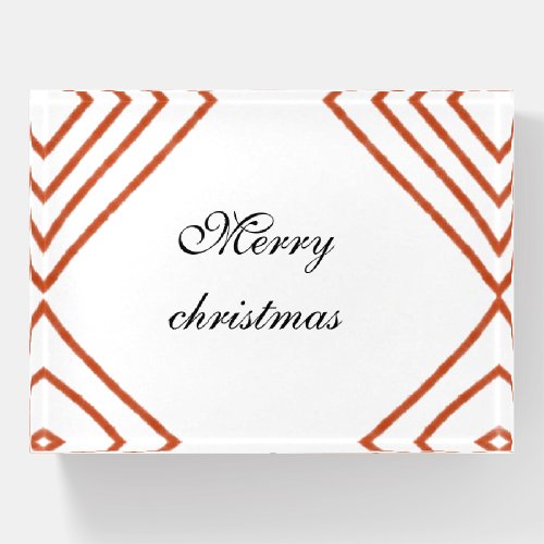 Red frame watercolor merry Christmas dd your name  Paperweight
