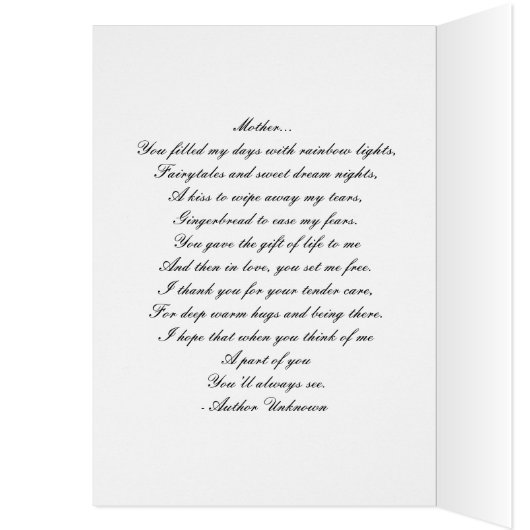 Red France Libre Rose Mother's Day card with poem (Inside (Left))