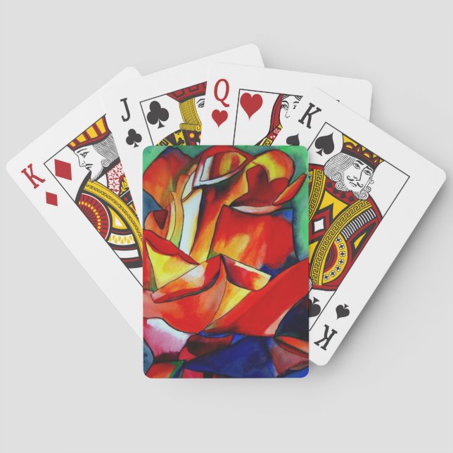 Red France Libre rose watercolor art Poker Cards (Back)