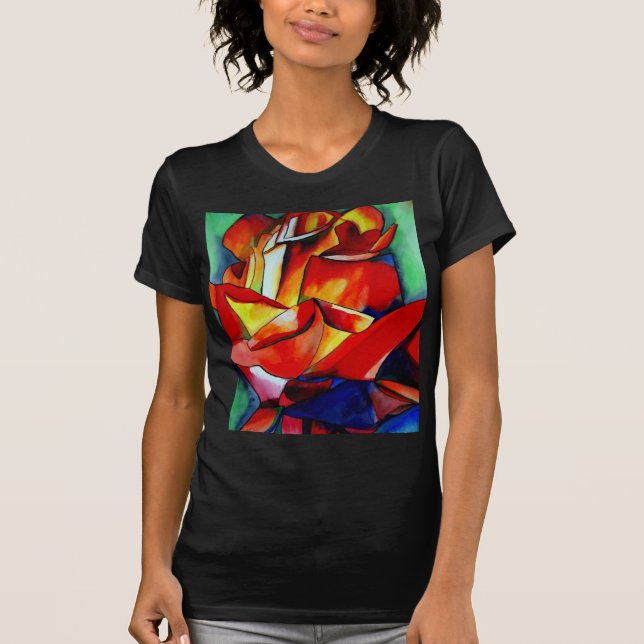 Red France Libre rose watercolor art T-Shirt (Front)