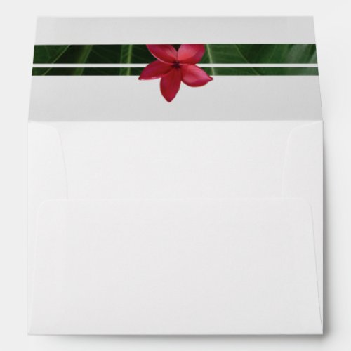 Red Frangipani Plumeria 5x7 Wedding Invitation Envelope