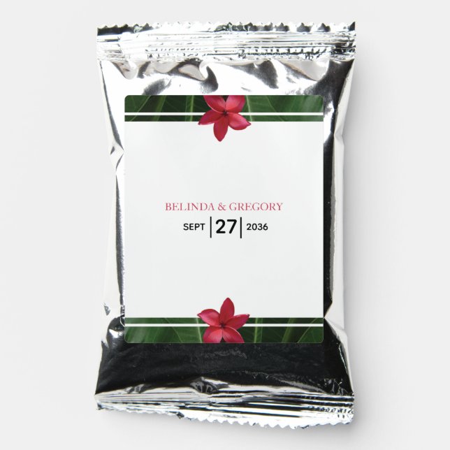 Red Frangipani Plumeria Wedding Coffee Drink Mix (Front)