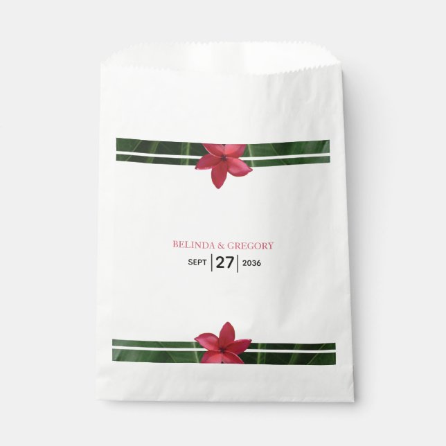Red Frangipani Plumeria Wedding  Favor Bag (Front)