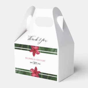 Red Frangipani Plumeria Wedding Favor Boxes