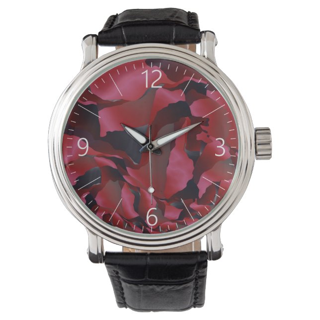 Red frayed abstraction watch (Front)