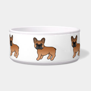 Red French Bulldog Cute Cartoon Dog Bowl