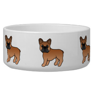 Red French Bulldog Cute Cartoon Dog Bowl
