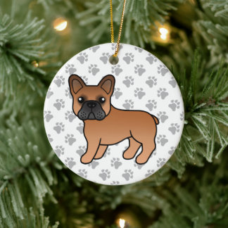 Red French Bulldog Cute Cartoon Dog Ceramic Ornament