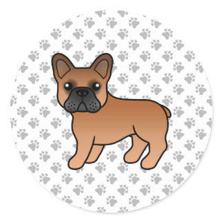 Red French Bulldog Cute Cartoon Dog Classic Round Sticker
