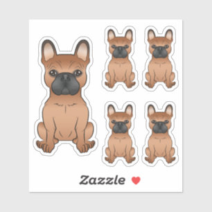Red French Bulldog Cute Cartoon Dog Illustrations Sticker