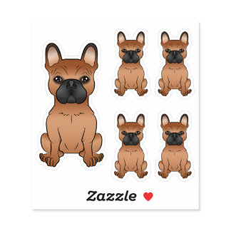 Red French Bulldog Cute Cartoon Dog Illustrations Sticker