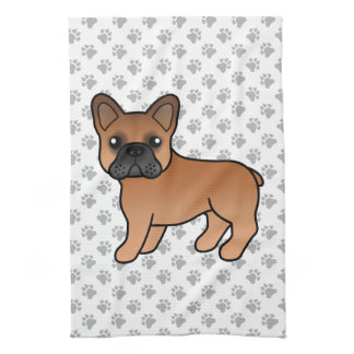 Red French Bulldog Cute Cartoon Dog Kitchen Towel