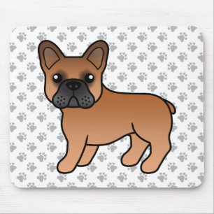 Red French Bulldog Cute Cartoon Dog Mouse Pad