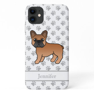 Red French Bulldog Cute Cartoon Dog &amp; Name iPhone 11 Case
