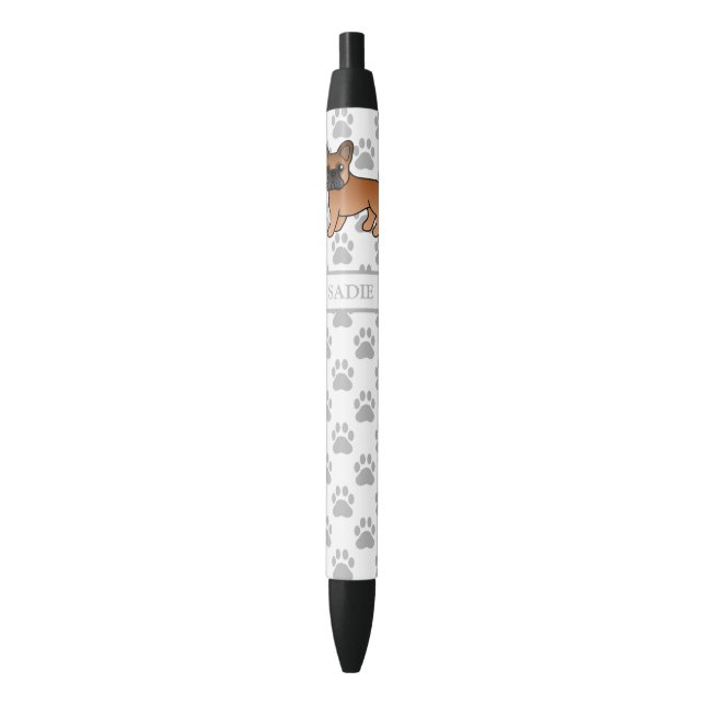 Red French Bulldog Cute Cartoon Dog & Name Pen (Front Vertical)
