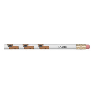 Red French Bulldog Cute Cartoon Dog &amp; Name Pencil