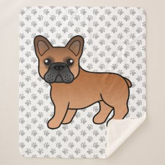 Red French Bulldog Cute Cartoon Dog Sherpa Blanket