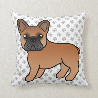 Red French Bulldog Cute Cartoon Dog Throw Pillow