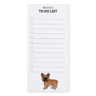 Red French Bulldog Cute Cartoon Dog To Do List Magnetic Notepad