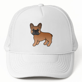 Red French Bulldog Cute Cartoon Dog Trucker Hat