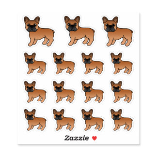 Red French Bulldog Cute Cartoon Dogs Sticker