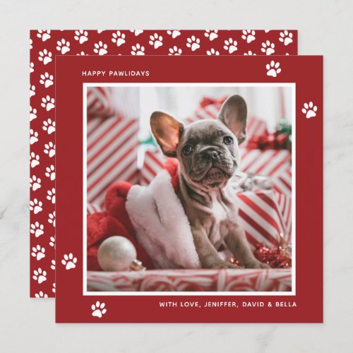 Red French Bulldog Dog Photo Christmas Cards