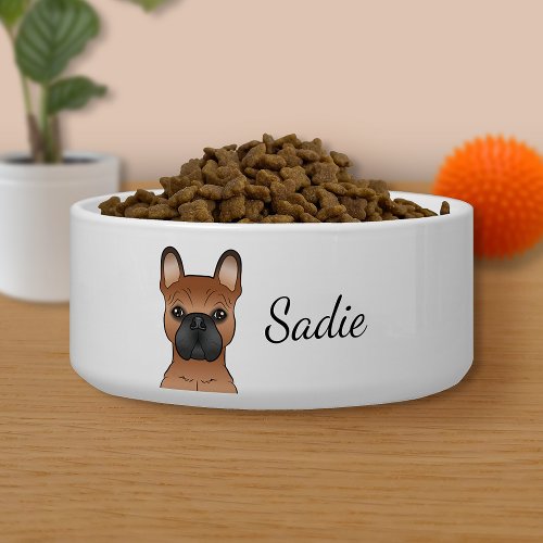 Red French Bulldog  Frenchie Cartoon Dog  Name Bowl