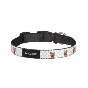 Red French Bulldog / Frenchie Cartoon Dog & Name Pet Collar