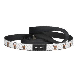 Red French Bulldog / Frenchie Cartoon Dog &amp; Name Pet Leash