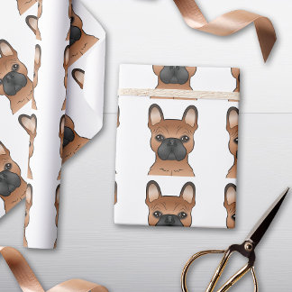 Red French Bulldog / Frenchie Cartoon Dog Pattern Wrapping Paper