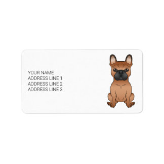 Red French Bulldog / Frenchie Cartoon Dog &amp; Text Label