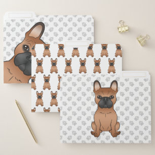 Red French Bulldog / Frenchie Cute Cartoon Dog File Folder